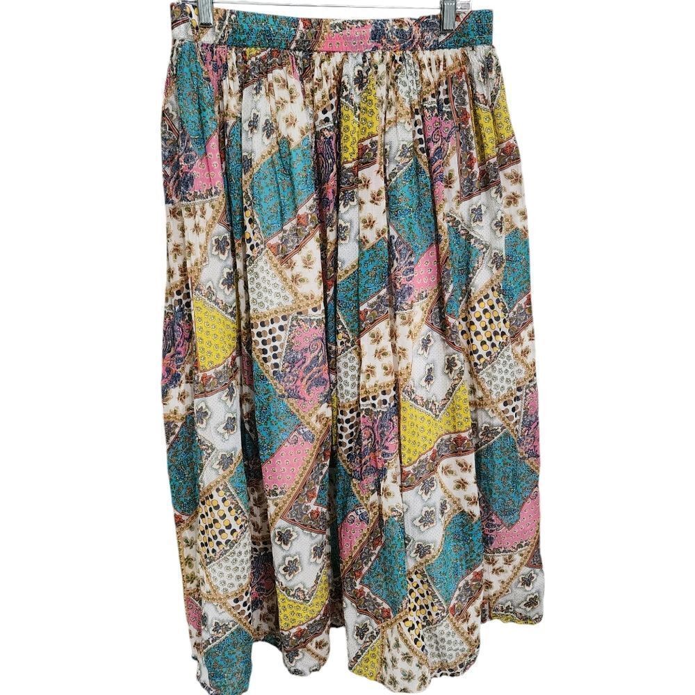 NorthStyle multicolor patchwork pull on maxi skirt M